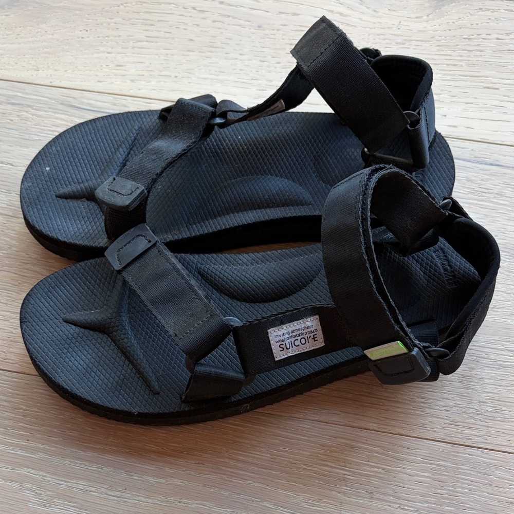 Suicoke Black Adjustable Strap Sandals